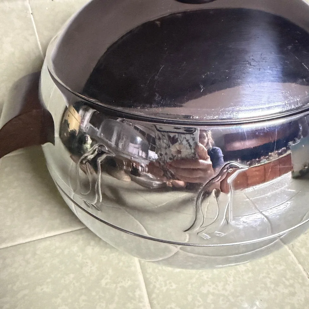 Vintage West Bend Penguin Hot & Cold Server Aluminum Ice Bucket Bakelite Handles